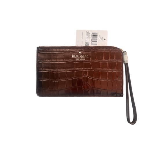 kate spade Handbags - Kate Spade Lucy Metallic Croc Leather Zip Wristlet NWT
